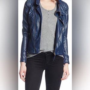 Desigual, Blue Leather Faux Jacket, Size 36